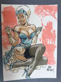 Meynet, Félix | Meynet, Félix - Dessin original couleur - Mirabelle coquine à Paris | Catawiki
