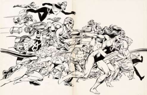  - John Byrne and Joe Rubinstein The Official Handbook of the Marvel Universe V2#11 Wraparound Cover Orig... (Total: 2 Original Art)