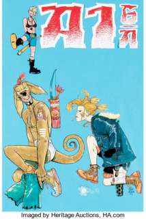 Jamie Hewlett A1 #6 Cover Tank Girl and Booga Original Art (Atomeka Press, 1992). Oi! The anarchic -