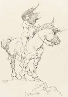 Frank Frazetta - Nude Woman on Horseback Illustration Original Art (1975). A stunning piece with a - | Heritage