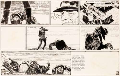 Hugo Pratt et Héctor GermÃ¡n Oesterheld - Sgt. Kirk Chapitre 28 Planche 25 (Misterix, 1953-55). Hugo Pratt and Héctor GermÃ¡n Oesterheld Sgt. Kirk Chapter 28 Story Page 25 Original Art (Misterix, 1953-55).