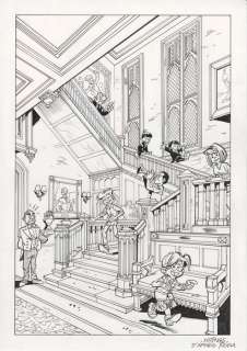 Krings, Jean-Marc | Krings, Jean-Marc - Dessin original + crayonné original - La Ribambelle - Downton Abbey | Catawiki