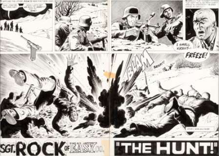 Heath, Russ | Russ Heath Our Army at War #264 "Sgt. Rock" Double Page Spread 2-3 Original Art (DC, 1974).... | Heritage