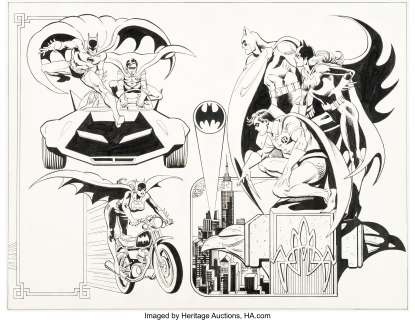 García-Lopez, José Luis - José Luis García-Lopez and Dick Giordano DC Style Guide Batman, Robin, and Batgirl Illustration Original Art (DC, ...