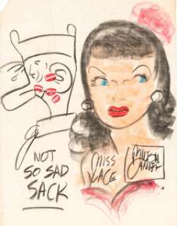 Caniff, Milton - Milton Caniff - Miss Lace "Not So Sad Sack" Oversized Sketch Original Art (undated)....