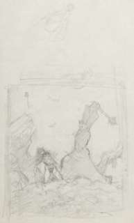 Frazetta, Frank - Frank Frazetta Lord of the Rings Portfolio Plate Five Preliminary Sketch Original Art (Middle Earth, 1975)....