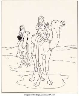 Hergé - Hergé (Georges Remi dit) Album à colorier Grand Format #5 Illustration Tintin Original Art (Casterman, 1961).... (Total: 2 Original Art)