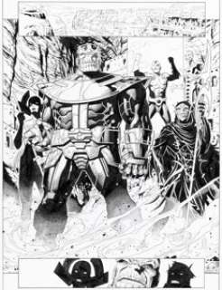 Jim Cheung and Mark Morales - Infinity #6 Story Page 9 and Marvel-Verse: Thanos Trade Paperback Cover Or...