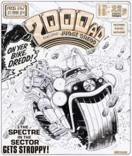 Brett Ewins - 2000 AD Prog #362 Judge Dredd Cover Original Art (IPC, 1984)....
