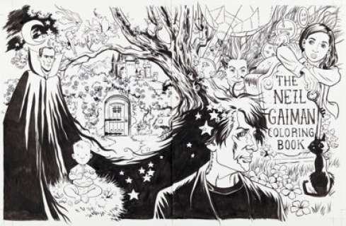 Jill Thompson - The Neil Gaiman Coloring Book Cover Original Art (HarperCollins, 2017).