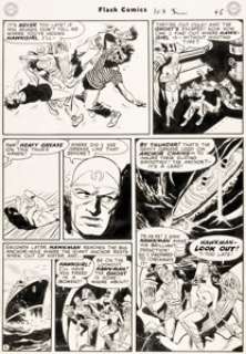 Joe Kubert Flash Comics #103 Hawkman Story Page 5 Original Art (DC, 1949).