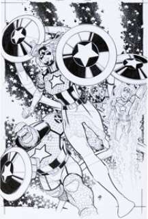 Nick Bradshaw Fantastic Four #34 (679) Captain America Variant Cover Original Art (September, 2021).