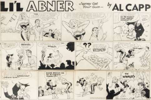 Al Capp and Frank Frazetta Li‘l Abner Sunday Comic Strip Original Art dated 10-6-57 (United Feature Syndicate, 1957).