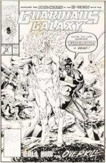 Jim Valentino and Art Thibert Guardians of the Galaxy #12 Cover Original Art (Marvel, 1991).