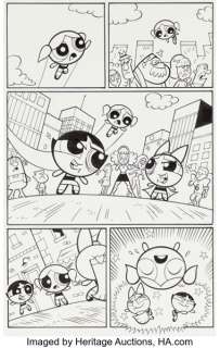 Christopher Cook and Mike DeCarlo Powerpuff Girls #49 Story Page 6 Original Art (DC, 2004).