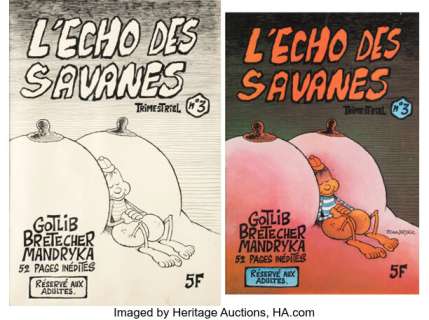 Nikita Mandryka L‘Écho des Savanes #3 Cover Original Art (Bretécher/Gotlib/Mandryka, 1973).