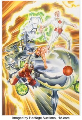 Alex Ross The New Gods #6 Glory Boat Splash Page 25 Re-Creation Painting Original Art (undated).