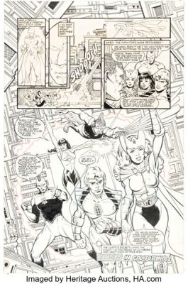 Todd McFarlane and Steve Montano Infinity, Inc. #19 Story Page 23 Original Art (DC, 1985).