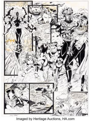 Andy Kubert and Matt Ryan X-Men #32 Double Page Spread 8-9 Original Art (Marvel, 1994).