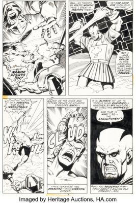 Sal Buscema and Frank McLaughlin The Defenders #4 Valkyrie First Appearance Issue Story Page 6 Original Art (Marvel, 1973).