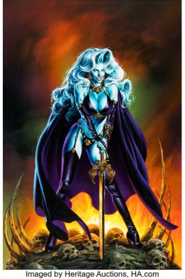 Joe Jusko Lady Death II #C2 Trading Card Painting Original Art (Krome Productions/Chaos!, 1995). | Heritage
