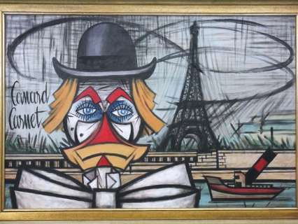 Prof. Volker Schönwart | Donald Duck - Canard Carnet, Melancholischer Harlekin - Acrylic on hardboard - 54 x 80,5 cm - (2023) | Catawiki