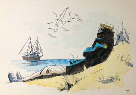 Bernasconi, Luciano alias Lube - 1 Acrylic - “Omaggio a Corto Maltese” | Catawiki