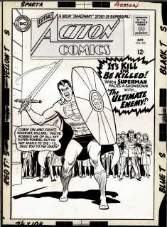 Curt Swan Shelly Moldoff - action comics #329 cover (rare shelly moldoff inked swan superman cover! ) large art - 1965
