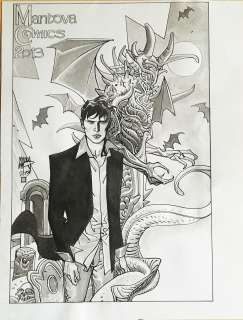 Nicola Mari - Original illustration for Dylan Dog. Mantova Comics 2013. Cm. 24x30. Ink and felt. Signed. Mint