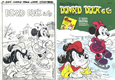 Mickey Mouse D 8301 - Donald Duck & Co cover sketch - 1 dessin original - 1988 | Catawiki