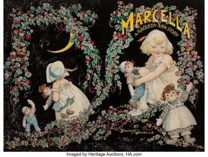 Johnny Gruelle (American, 1880-1938). Marcella, A Raggedy Ann Story book cover 1929. Watercolor and gouache on card...