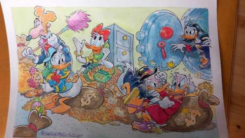 Alessandro Gottardo - 1 Watercolour - Uncle Scrooge - "Routine Duckburg" - 2022 | Catawiki
