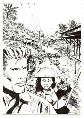 Dany | Lot 363 - Histoire sans héros, dessin original à l’encre de chine réalisé pour un ex-libris Durango. | Septimus