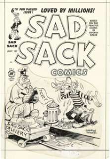 George Baker - Sad Sack #6 Cover Original Art (Harvey, 1950). If anything could go wrong, Sad Sack would ensure that -
