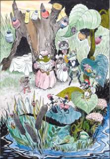 Mel Crawford - Hand Colored Frog Fairy Tale Illustration Original Art (undated). Veteran children‘s book -