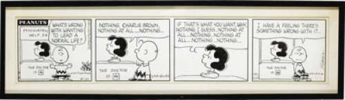 Charles Schulz - Peanuts Daily Comic Strip Original Art, dated 8-21-70 (United Feature Syndicate, 1970). What - | Heritage