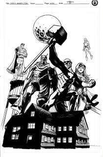 Shawn Crystal - Justice League: Hammer of Justice! #5 Cover (Batman, Wonder Woman, Superman, Black Hammer, Barbalien, Colonel Weird!) 2019