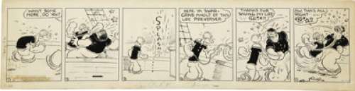 E. C. Segar - Popeye Daily Comic Strip Featuring Bluto Original Art, dated 9-23-32 (King Features - | Heritage
