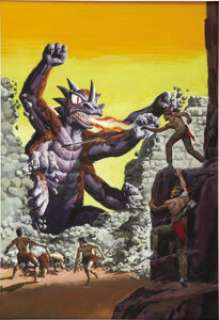 George Wilson - Turok, Son of Stone #46 Cover Original Art (Gold Key, 1965). "A monster too terrible -