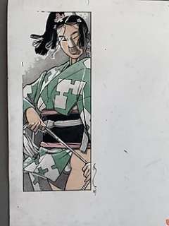 Michetz, Marc - Dessin original + Mise en couleurs originale "Guerrière japonaise" - 1 Commission Drawing | Catawiki