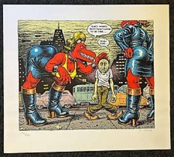 Crumb, Robert | Crumb, Robert - 1 Silkscreen - Eggs Akley Among the Vulture Demonesses - Don’t worry - 1986 | Catawiki
