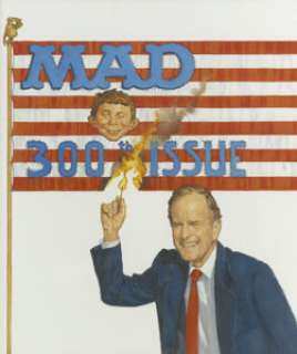 Richard Williams Mad #300 Unpublished Cover Painting Original Art (EC, 1991).  President George Bush burns -