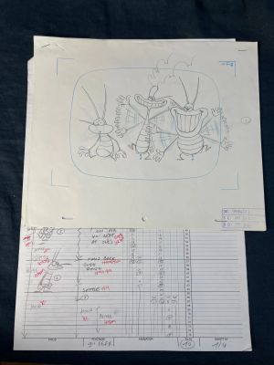 Oggy et les Cafards - Ensemble de 10 dessins originaux posé clé à la… | misc / divers