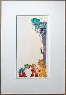 Toonder, Marten - 1 Original colour drawing - Bommel en Tom Poes - Tom Puss at the Panto - pl. 35 - 1950 | Catawiki