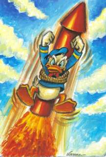 Joan Vizcarra - Donald Duck Rocket - Original Painting - 50 x 35 cm | Catawiki
