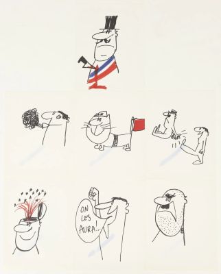 Lot 63 - Siné (1928-2016) 7 dessins Feutre sur papiers, non signés 27 x 21… | Fauve Paris