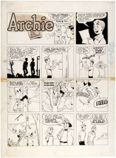 "ARCHIE" ORIGINAL BOB MONTANA AUGUST 10, 1947 SUNDAY PAGE ART. | Hake’s