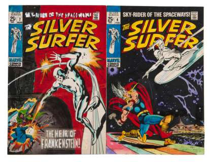 "THE SILVER SURFER" ORIGINAL MARIE SEVERIN COLOR GUIDE PAIR. | Hake’s