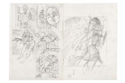 "BATMAN: THE KILLING JOKE" ORIGINAL BRIAN BOLLAND PRELIMINARY ART PAGE PAIR - SHOOTING SCENE. | Hake’s