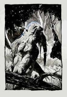 Craig Gilmore - Man-Thing Very Large Mixed Media Pinup (Famed Marvel 1990S Morbius Artist!)